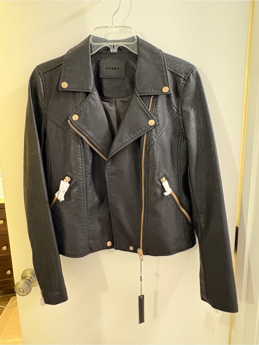 Blank NYC Black Moto Jacket with Gold Hardware | Medium | NWT